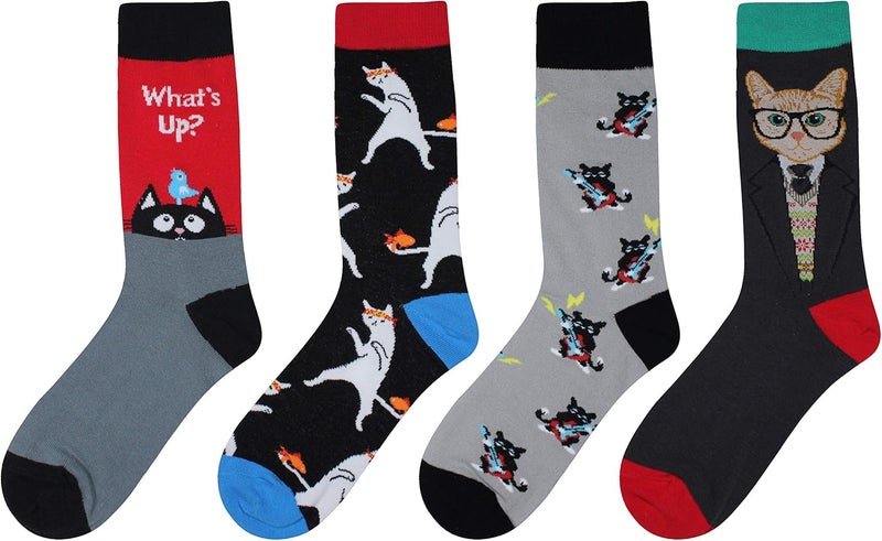 Cansok Men's 2/4 Packs Fun Crazy Novelty Dress Crew Socks - Image 2
